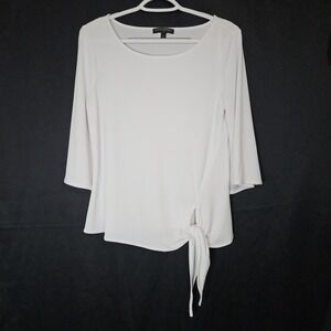Banana Republic White Tie Hem Blouse Minimalist Chic Workwear Aesthetic
